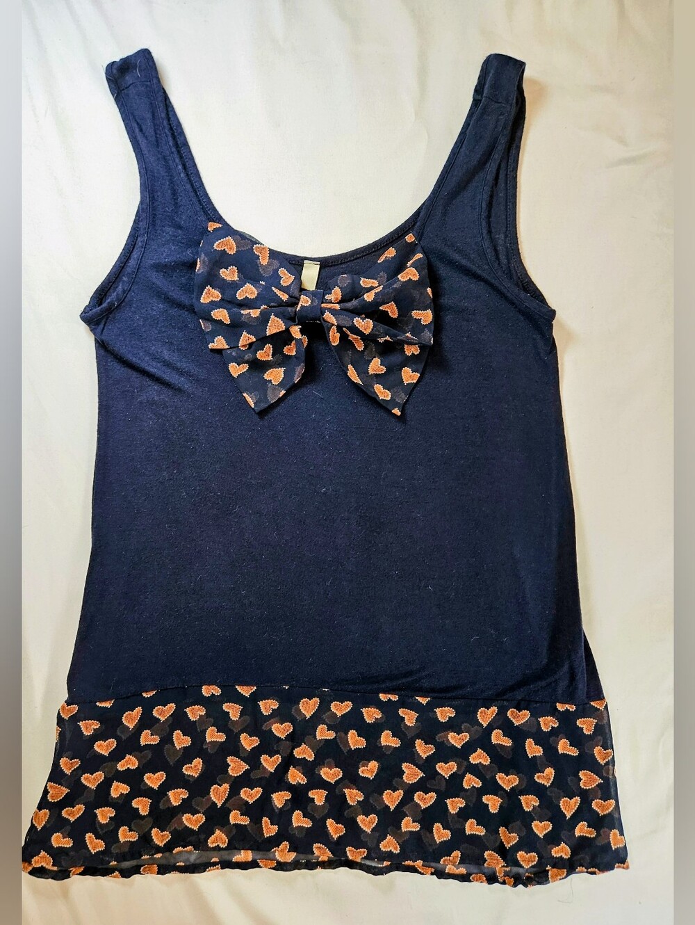 Paper Crane Womens Blue & Sheer Heart Bow & Hem